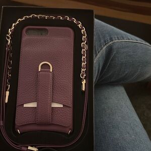 Purple Leather iPhone 7/8 Plus Case with Strap